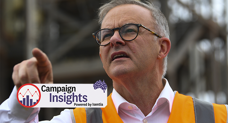 Anthony Albanese on day 32 of the election campaign (Image: AAP/Lukas Coch)