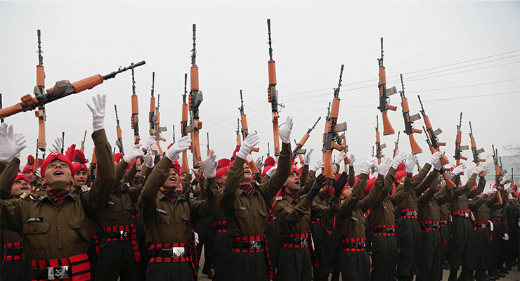 New recruits of the Indian Army's Jammu Kashmir Light Infantry Regiment (Image: AAP/EPA/Farooq Khan)