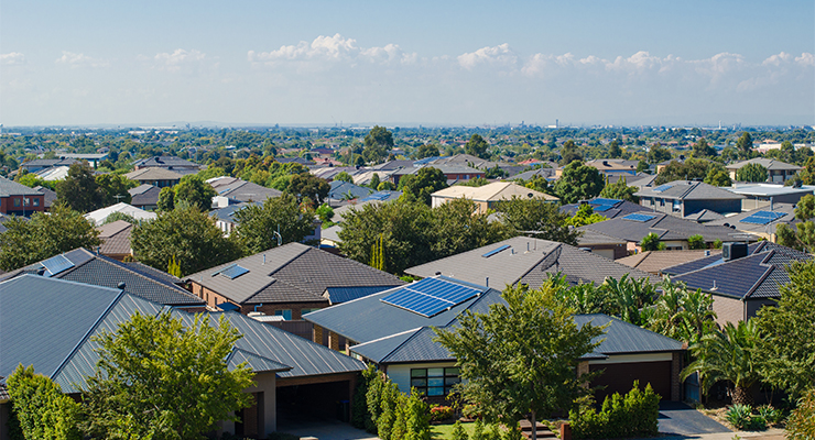 Aerial view of residential houses in Melbourne