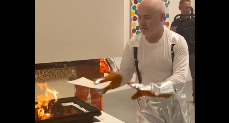 Damien Hirst burning his artwork (Image: Damien Hirst)