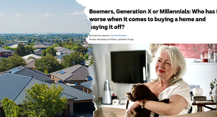 A composite of houses and a tear-out of an ABC article (Images: Adobe/ABC)