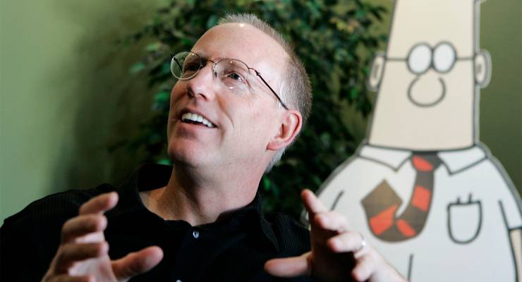 Scott Adams, creator of the comic strip Dilbert, in 2006 (Image: AAP/AP/Marcio Jose Sanchez)
