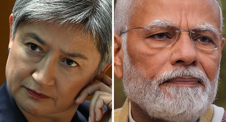 Foreign Affairs Minister Penny Wong and Indian Prime Minister Narendra Modi (Image: AAP)