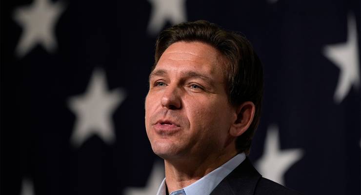 Republican presidential candidate Florida Governor Ron DeSantis (Image: AAP/AP/Charlie Neibergall)