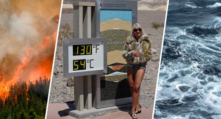 Recent bushfires in British Columbia, a tourist at Death Valley National Park, and the Southern Ocean (Images: AAP)