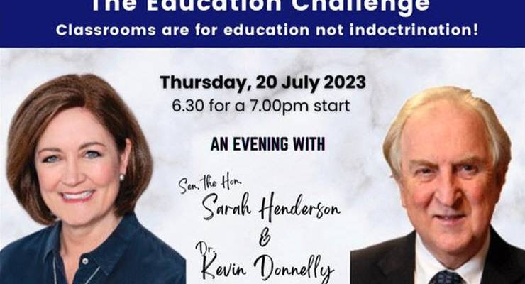 An invitation to an event hosted by Senator Sarah Henderson and Kevin Donnelly (Image: Twitter)