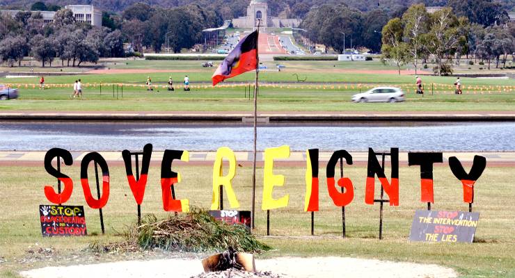 Aboriginal Tent Embassy, Canberra (Image: AAP/Alan Porritt)