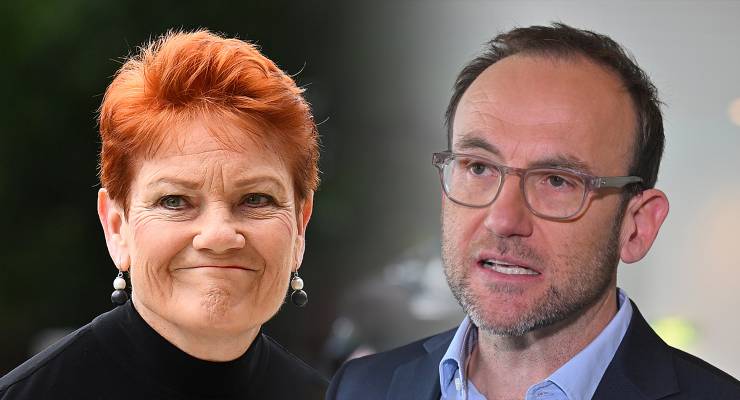Pauline Hanson and Adam Bandt (Images: AAP/Private Media)