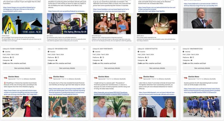 Facebook and Instagram ads run by Advance's Election News Facebook page (Image: Meta Ad Library)