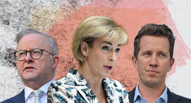 Anthony Albanese, Michaelia Cash and Max Chandler-Mather (Images: AAP/Private Media)