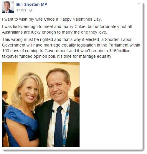 bill shorten valentines