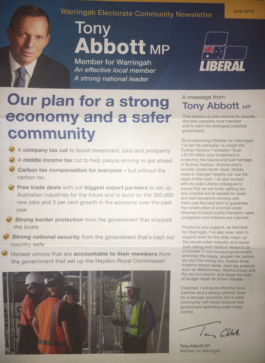 tony abbott newsletter