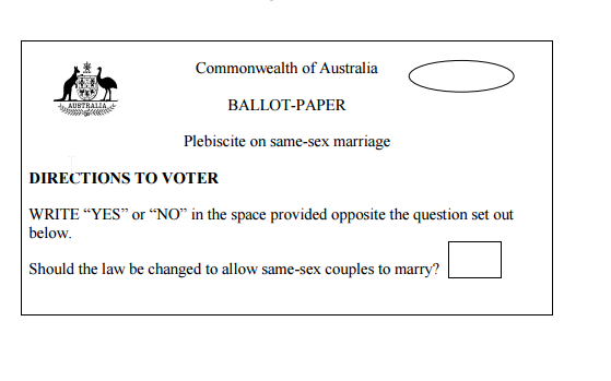 same sex marriage plebiscite ballot