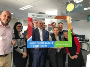 Tim Kelsey (centre) head of the Australian Digital Health Agency