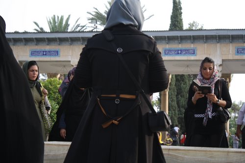 Reading Hafez at Hafez's tomb.