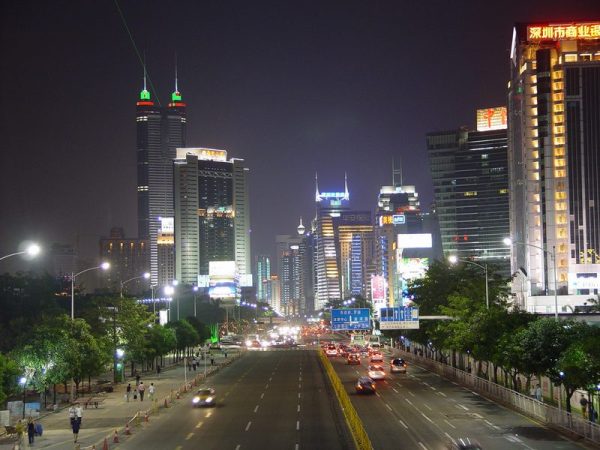 Shenzhen on a clear night, Wikipedia Commons