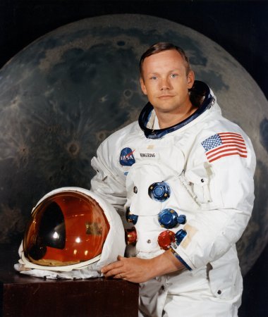 Neil Armstrong, suited, pre-flight, photo courtesy NASA