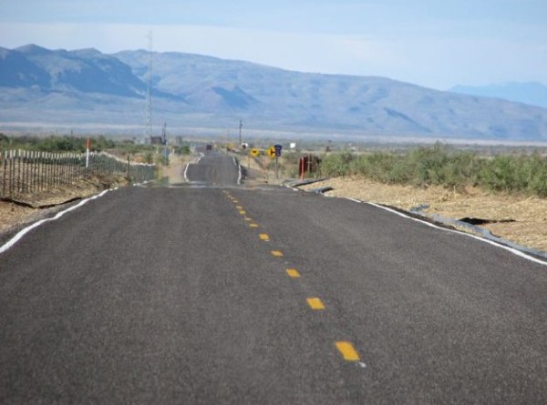 The newly paved road to rocket rides, image by New Mexico Spaceport Authority