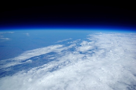 Earth from 100,000 feet, or one third the way to space, from an Oklahoma State University balloon